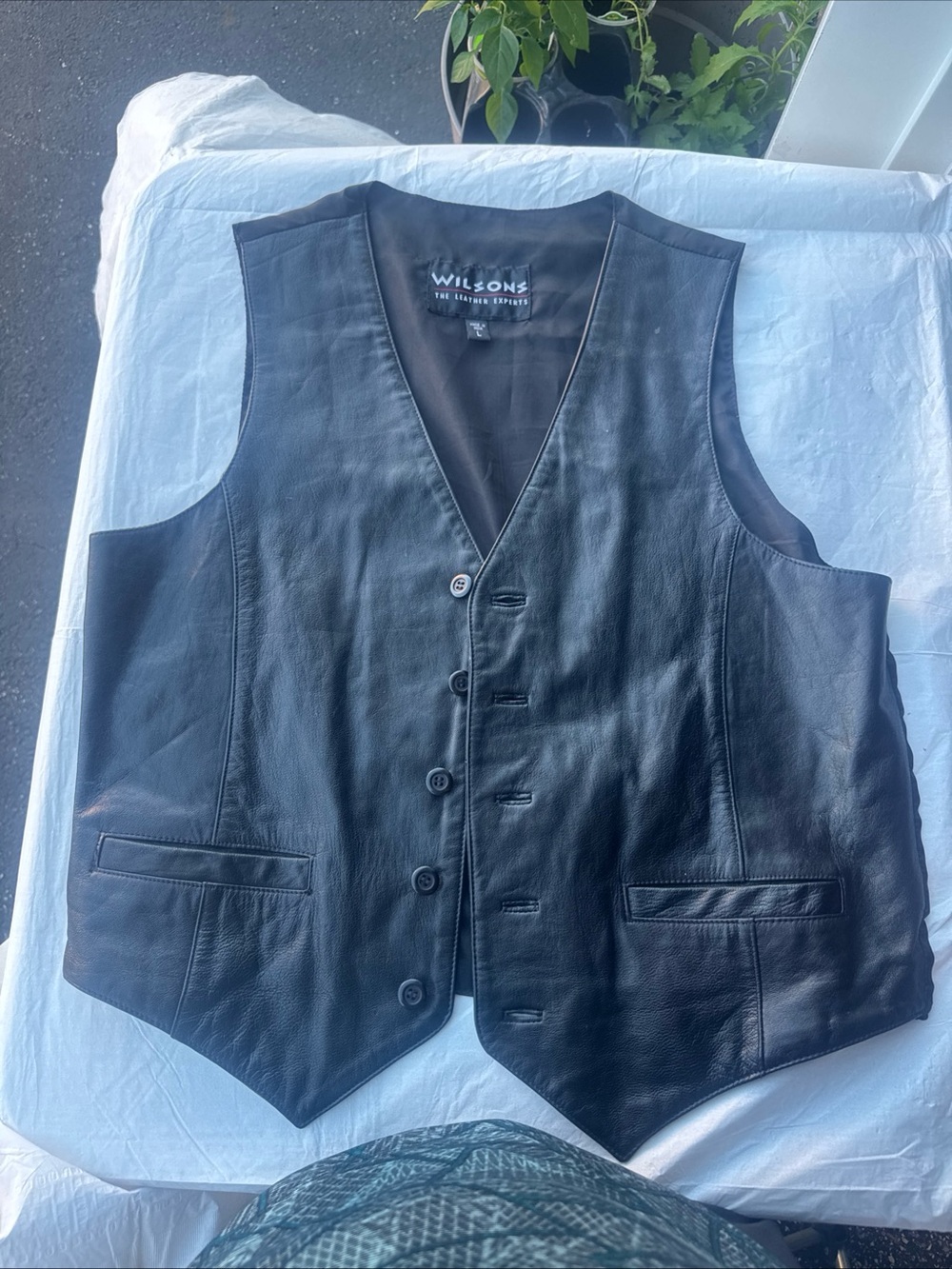 Wilson’s Leather Vest L Black The Leather Experts 2 Pocket Biker Western
